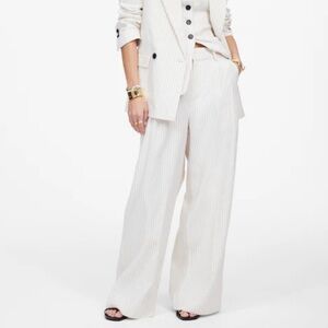 Nwot Madewell The Petite Harlow Superwide-Leg Trouser in Linen-Cotton Blend